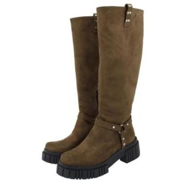 Imagem de Bota Montaria Feminina Biker Cano Alto Bota Zíper Lateral Casual-Feminino