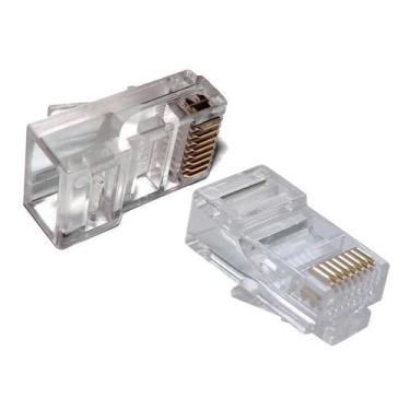 Imagem de Plug Conector Rj45 Macho Cat 5E 8 Vias Crimpar 100 Unidades - Diversos