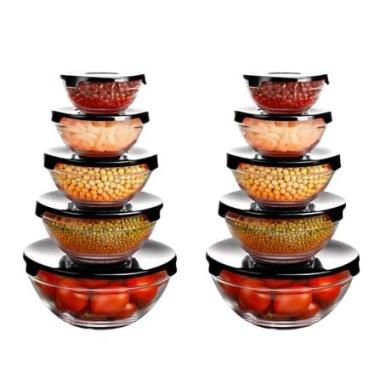 Imagem de Kit Conjunto De Potes 10 Peças Vidro Resistente Organizadores De Cozinha Multiuso - Cores Aleatórias de acordo com disponibilidade de estoque