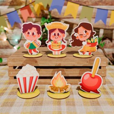 Imagem de Kit Display de Mesa Decoração Festa Junina em MDF - Abstratta, 3 Kits 