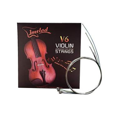Imagem de Imelod Cordas de violino Conjunto completo universal (G-D-A-E) cordas violino violino núcleo de aço ferida de níquel prata com extremidade esférica niquelada para violinos 4/4 3/4 1/2 1/4