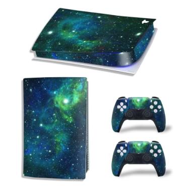 Imagem de Adesivo para console PS5 e controle sem fio, conjunto completo de decalque de vinil capa protetora para edição digital (verde)