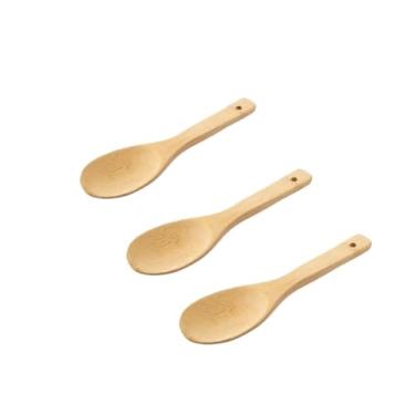 Imagem de UQUABESO Pás De Arroz Bambu 9", Espátula Antiaderente Madeira, Colheres Grandes Madeira Para Servir Salada, Colher Cozinhar, Mexer Sopa, Conjunto Utensílios Cozinha Sushi (Pacote Com 3)
