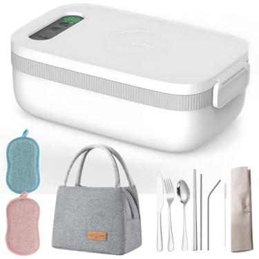 Imagem de Lancheira elétrica inteligente com potência de 14.000 mAh - Não requer tomada/água, 5 ciclos de aquecimento, controle de 4 temperaturas, pote interno removível de 304, carregamento tipo C/USB, is