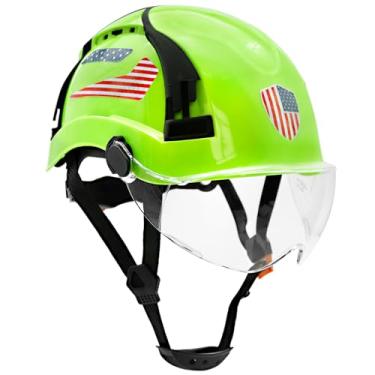 Imagem de PerldVerge Capacetes De Segurança Aprovados Pela Osha - Chapéu Verde Com Tira Queixo, Viseira Para Capacete Construção, Refletiva, Suspensão 6 Pontos Ansi Z89.1 Tipo 1 Classe C