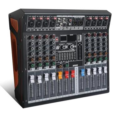 Imagem de jindaaudio Mixer De Áudio 8 Canais, Placa Dj Com Amplificador Potência, Som Alimentação Fantasma 48 V, Interface Usb, Efeitos Reverberação E Delay Sounds 99 Dsp Para Streaming