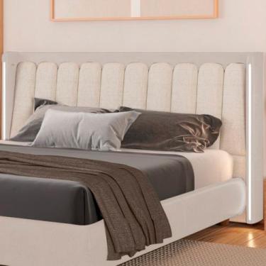 Imagem de Cabeceira Queen Com LED Yeon Facto / Linho Off White - Sallar Home