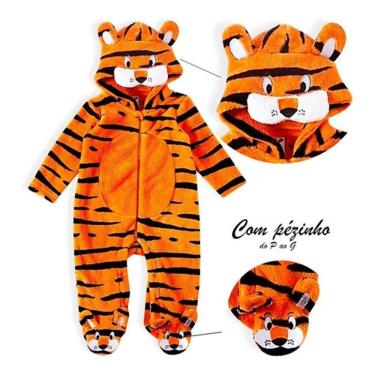Imagem de Macacão Infantil Fantasia Parmalat Bebê Panda Tigre 0-3 Anos