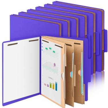 Imagem de Skyygemm 12 pastas de classificação de quadro de pressão com 3 divisórias de bolso expansões de 5 cm para serviço pesado, 2 pinos, fixador, pasta de arquivos de funcionários para arquivo médico padrão