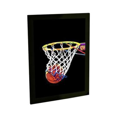 Imagem de Quadro Decorativo Basquete Ilustração Colorida Cesta Decoração Poster Quarto Sala