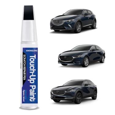 Imagem de Tinta de retoque azul cristal profundo 42M compatível com Mazda, caneta reparadora de arranhões 2 em 1 correspondência de cor exata, caneta de reparo de arranhões de carro