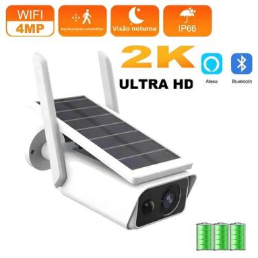 Imagem de Câmera IP Externa Movida a Energia Solar 4K 8MP Wifi Bateria Sem Fio I