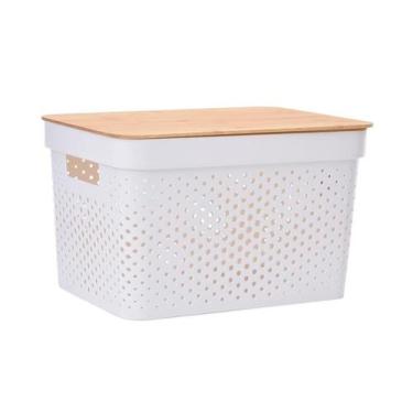 Imagem de Caixa Cesto Organizadora Com Tampa de Bambu 26X18X12CM - Wincy Casa, 2