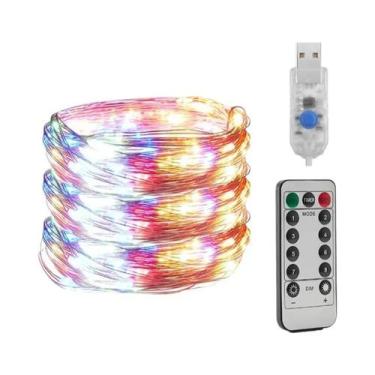 Imagem de Lâmpada De Fada Com Fio De Cobre LED RGB Branco Quente USB Para Decora