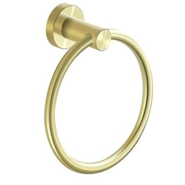 Imagem de Conjunto de banheiro dourado escovado - porta-papel, toalheiro e saboneteira | 5 acessórios de aço inoxidável, porta-toalhas