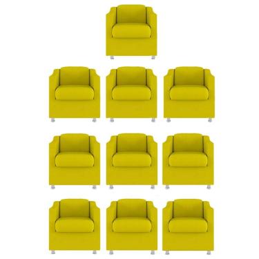 Imagem de Kit 10 Poltronas Bia Decorativa Reforçada Recepção Clinica Salão Sala De Estar Suede Am...