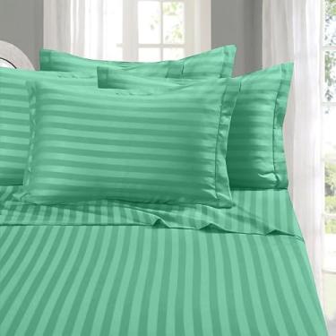 Imagem de Elegant Comfort Conjunto de lençóis de 6 peças mais macio e aconchegante – microfibra de qualidade premium de hotel 1500 – bolso profundo, resistente a vincos, 6 peças, damasco listrado, California