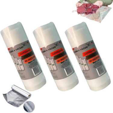 Imagem de Bobina Refil Seladora Vacuo 3un 15cm X 5m Conservar Alimentos Cella Ec