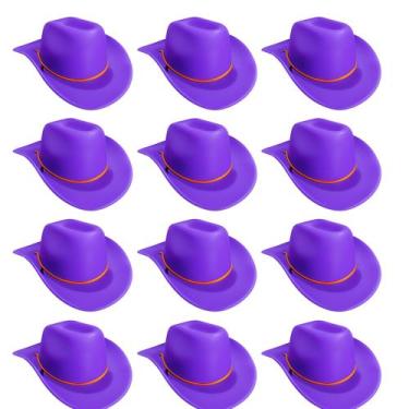 Imagem de Kit 12 Chapéu Cowboy em E.V.A - Festas e Fantasias, Violeta escuro