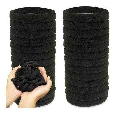 Imagem de Kit Elástico Rabico Xuxinha De Cabelo Chuchinha Preta Sem Metal - TMT 