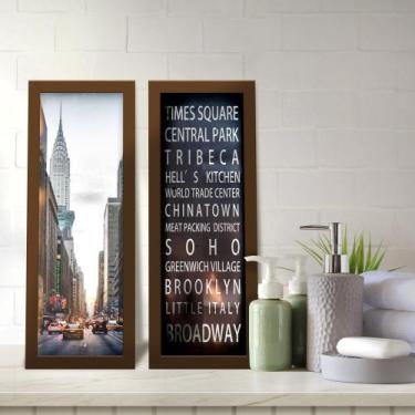 Imagem de Kit 2 Quadros Decorativos Lavabo Cidade Times Square Broadway Big Ben 