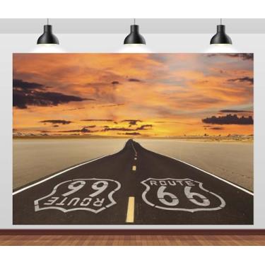 Imagem de Loccor Pano de fundo de tecido de 2,1 x 1,5 m, rota 66, vasto deserto de Mojave, cenário, deserto, rodovia, estrada, para rota 66, decorações de viagem, adereços de estúdio fotográfico