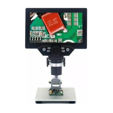 Imagem de FINYQBET Microscópio Digital com Tela LCD HD 7" - Zoom Contínuo 1-1200X, 8 LEDs Ajustáveis, Ângulo Giratório - Ideal para Microsolda, Reparo de PCB, Laboratório e Educação Profissional(100-240V)