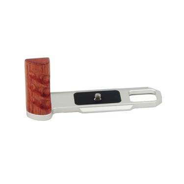 Imagem de SZZCNOX Suporte de madeira em forma de L para acessórios de câmera Nikon F, alça lateral estilo retrô com placa de base de montagem de câmera com orifício rosqueado de 1/10.2 cm-20, placa de base de