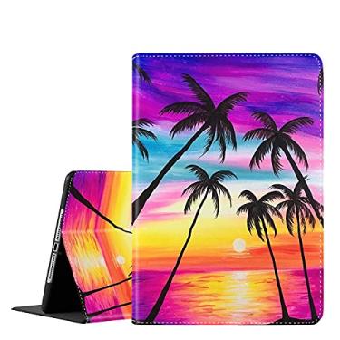 Imagem de Capa para iPad Mini 6 2021 (6ª geração), suporte ajustável com visão multiangular, despertar/slee para iPad Mini 6ª geração de 8,3 polegadas, coqueiros ao pôr do sol
