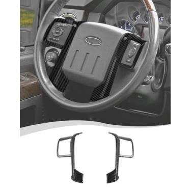 Imagem de Hoolcar Acabamento da tampa do volante do console central interno compatível com Ford F250 F350 F450 F550 2008-2016, para Ford Expedition 2007-2012, fibra de carbono