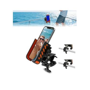 Imagem de LQSMBDTY Suporte de telefone para barco - Acessórios para balaustradas redondas e quadradas | IP67 à prova d'água | Ajustável em 360° | Prevenção de ferrugem | Instalação em 10 segundos