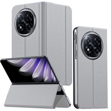 Imagem de YQODSZ Capa flip para Oppo Find N5, capa flip clássica de couro PU [fecho magnético] [protetor de câmera] [proteção de dobradiça] capa protetora rígida de policarbonato fino com suporte de cobertura