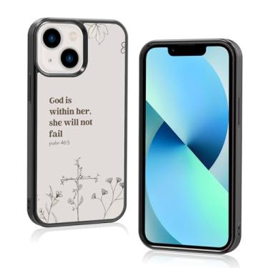 Imagem de Axulimin [God is Within Her She Will Not Fail Psalm] Bíblia cristã feminina preta capa de telefone para iPhone 13 Mini (5,4 polegadas)
