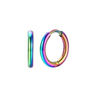 Imagem de FaithHeart Brincos de argola masculinos de aço inoxidável preto/prata/dourado – Hipoalergênicos pequenos brincos de argola para dormir leves, à prova d'água, piercing de cartilagem, joias, presente de