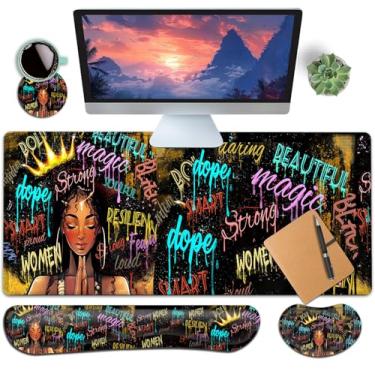 Imagem de Mouse pad grande para jogos + conjunto de descanso de pulso para teclado, tapete ergonômico de espuma de memória, suporte de descanso de pulso, mousepad estendido impermeável 80 x 30 cm, preto