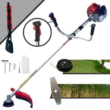 Imagem de Roçadeira Profissional BCJ521L Kawashima À Gasolina 52cc Motor 2T 2,5HP Alta Rotação Podador de Grama Completo Com Carretel de Nylon + Faca 2 Pontas