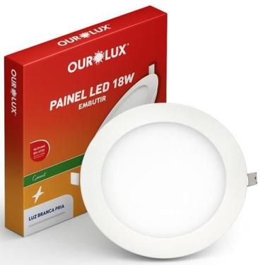 Imagem de Painel Plafon Led Embutir 18w Redondo Branco Frio 6500k - Ourolux