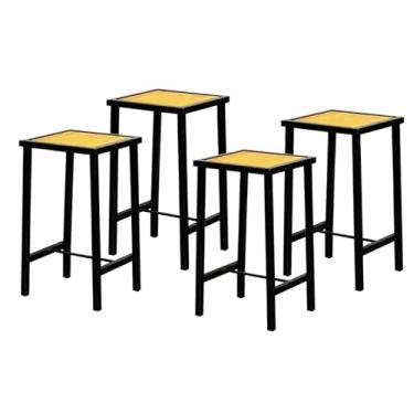 Imagem de Jogo 4 Banquetas Madeira Baixa Industrial Natural