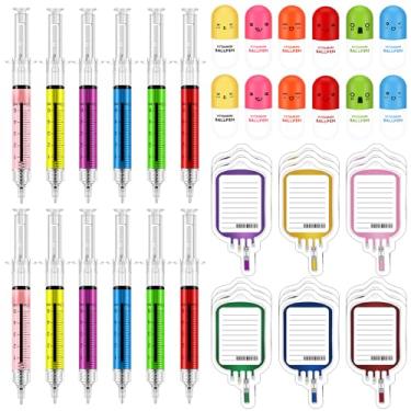 Imagem de Mototo Conjunto De 48 Canetas Divertidas Para Enfermeiras, 12 Seringas, 24 Bolsas Sangue, Notas Adesivas, Caneta Esferográfica Retrátil, Fofa Material Escolar Estudantes, Brinquedo Médico