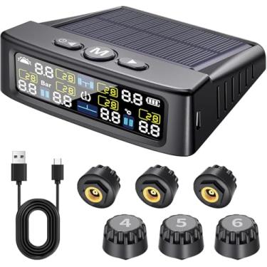 Imagem de anasmc Sistema de monitoramento de pressão de pneu RV - Monitor de pressão de pneu TPMS com 6 sensores (6 sensores)