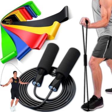 Imagem de Kit Elásticos Treino Mini Band Extensor + Corda De Pular - Prime Bike