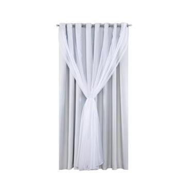 Imagem de Cortina Blackout Tecido Com Voil 1,50M x 2,70M Uma Folha Para Varão Simples Sala Quarto Escritorio