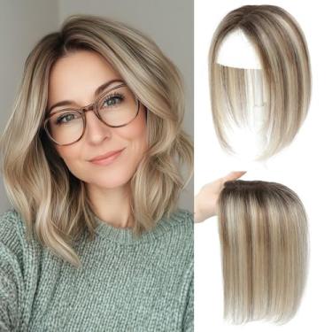Imagem de UIPEUBO Toppers de cabelo para mulheres de cabelo humano real com desbaste de 11 x 7 cm de upgrade com base de renda suíça sem franja para cobertura de raízes de cabelo grisalho (nº 613)