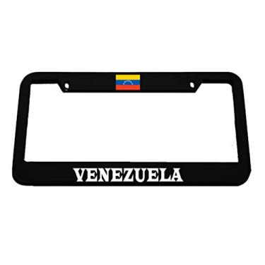 Imagem de Speedy Pros Venezuela Venezuelan Flag White Country Zinc Metal License Plate Frame Car Auto Tag Holder - Black 2 Holes_AB