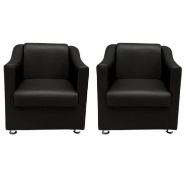 Imagem de Kit 2 Poltronas Decorativas Sofia Para Salão Consultório Corino Corano Bege