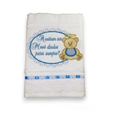 Imagem de Toalha Bordadas Padrinhos Batismo - dohler, Dindos- masculino