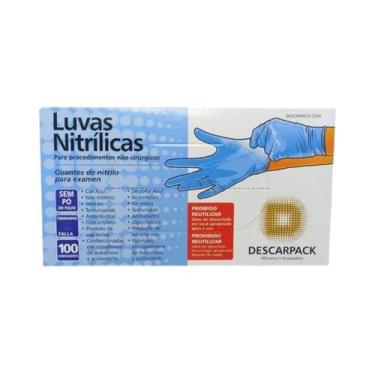Imagem de Luva Nitrílica Sem Pó Azul 100 UN - Descarpack, PP