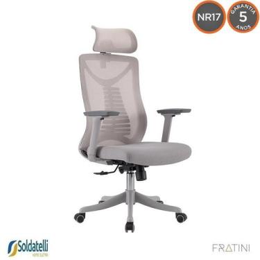 Imagem de Cadeira Office Vancouver Presidente NR-17 e Tela Mesh Preta e Cinza - 