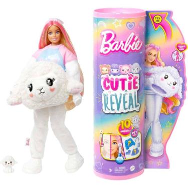 Imagem de Boneca Barbie Cutie Reveal com cabelo loiro e fantasia de cordeiro
