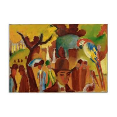 Imagem de August Macke Prints Pintura Jardim em Marrom e Amarelo Pôster Expressionismo Arte de Parede Famosa Reproduções de Pintura para Sala de Estar Decoração de Casa 105 x 70 cm (41 x 71 polegadas